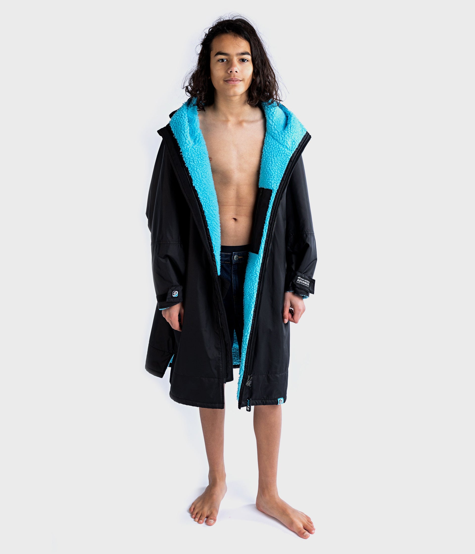 Dryrobe Kids Long Sleeve Black Blue - Mangata Sport - TYR Swim Bike Run Triathlon